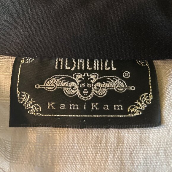 Kam Kam 80's Women's SZ L Ivory & Black button down Grunge Edgy Moto Animal - Picture 7 of 7